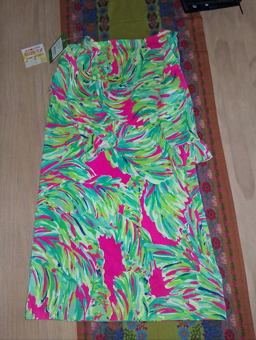 girls Lilly Pulitzer Pink and Green Tropical dress BRAND NEW